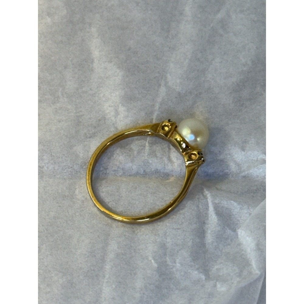 Vintage Signed Krementz 14K HGE Cultured Pearl Ring Size 5.75 Retro Cocktail - Picture 6 of 11